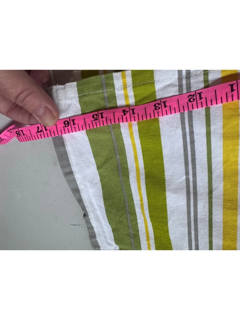 Set of 2 Embroidered Dream Kitchen Towels Green Yellow Gray Striped Floral 17x25